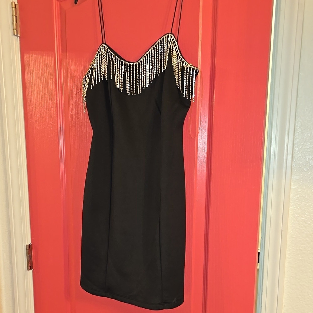 Elegant Black Dress with Silver Accents